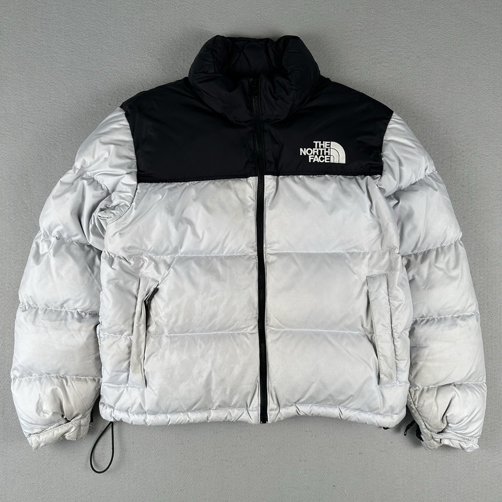 The North Face 1996 Retro Nuptse Jacket Women's Large Gray Black 700 Goose Down